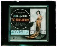 4a228 TWO WEEKS WITH PAY glass slide '21 salesgirl Bebe Daniels is mistaken for a movie star!
