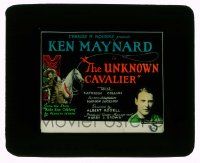 4a229 UNKNOWN CAVALIER glass slide '26 close up of cowboy Ken Maynard & riding his horse Tarzan!