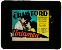 4a230 UNTAMED glass slide '29 romantic image of sexy young Joan Crawford & Robert Montgomery!