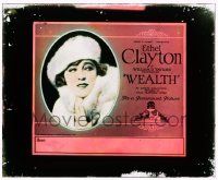 4a235 WEALTH glass slide '21 pretty Ethel Clayton & image of performing giraffe on stage!