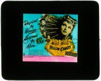 4a245 YELLOW CANARY glass slide '44 Anna Neagle is despised by women and scorned by men!