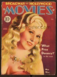 4a251 BROADWAY & HOLLYWOOD MOVIES magazine June 1933 wonderful art of Mae West by James Lunnon!