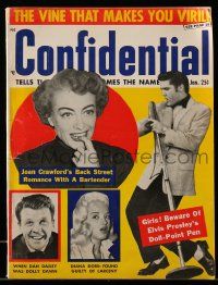 4a256 CONFIDENTIAL magazine January 1957 Joan Crawford, Elvis Presley, Diana Dors & more!