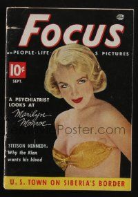 4a261 FOCUS 4x6 digest magazine September 1952 a psychiatrist looks at sexy Marilyn Monroe!