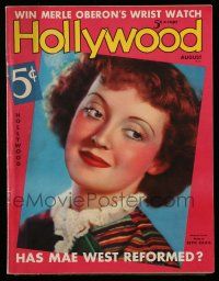 4a386 HOLLYWOOD magazine August 1936 color portrait of Bette Davis by Edwin Bower Hesser!