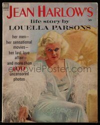 4a271 JEAN HARLOW magazine '64 by Louella Parsons, over 100 uncensored photos, first done in 1937!