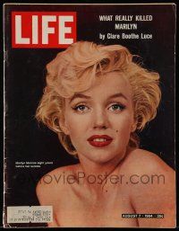 4a333 LIFE MAGAZINE magazine Aug 7, 1964 What Really Killed Marilyn Monroe, cover by Milton Greene