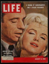4a330 LIFE MAGAZINE magazine August 15, 1960 Marilyn Monroe co-stars with French idol Yves Montand