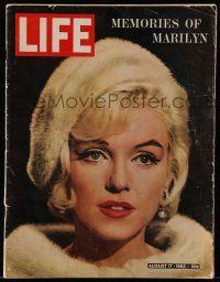 4a332 LIFE MAGAZINE magazine August 17, 1962 portrait of Marilyn Monroe by Lawrence Schiller!