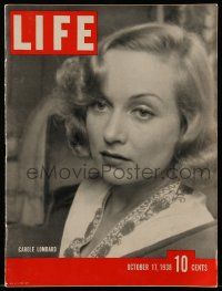 4a316 LIFE MAGAZINE magazine October 17, 1938 Carole Lombard at home by Alfred Eisenstaedt!