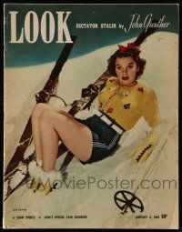 4a339 LOOK magazine January 2, 1940 16 year old Judy Garland makes a 5-point landing on skis!