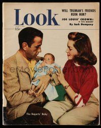 4a342 LOOK magazine June 7, 1949 Humphrey Bogart & Lauren Bacall w/ their new baby by Cronenweth!
