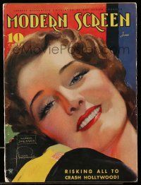 4a395 MODERN SCREEN magazine June 1934 incredible artwork of Norma Shearer by Rolf Armstrong!
