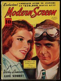 4a403 MODERN SCREEN magazine November 1938 Earl Christy art of Katharine Hepburn & Howard Hughes!