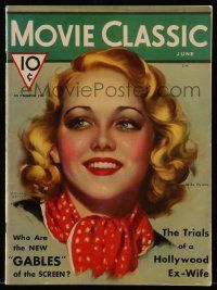4a416 MOVIE CLASSIC magazine June 1932 great art of pretty smiling Leila Hyams by Marland Stone!