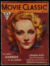 4a415 MOVIE CLASSIC magazine May 1932 incredible art of Marlene Dietrich by Marland Stone!