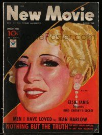4a420 NEW MOVIE MAGAZINE magazine January 1934 great artwork of sexy Mae West by Clarke Moore!