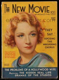 4a419 NEW MOVIE MAGAZINE magazine May 1931 great artwork of Marlene Dietrich by Jules Erbit!