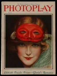 4a365 PHOTOPLAY magazine April 1925 art of pretty May Allison with mask by Charles Sheldon!