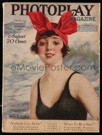 4a357 PHOTOPLAY magazine August 1918 art of pretty Mabel Normand by Haskell Coffin!