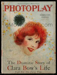 4a369 PHOTOPLAY magazine February 1928 wonderful art of Clara Bow by Charles Sheldon!