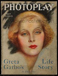 4a370 PHOTOPLAY magazine May 1928 wonderful art of Greta Garbo by Charles Sheldon!