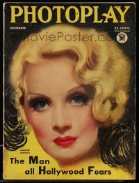 4a376 PHOTOPLAY magazine November 1933 great artwork of sexy Marlene Dietrich by Earl Christy!