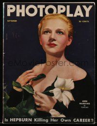 4a380 PHOTOPLAY magazine September 1935 wonderful art of Ann Harding by Victor Tchetchet!