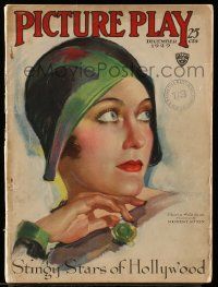 4a424 PICTURE PLAY magazine December 1929 wonderful artwork of Gloria Swanson by Modest Stein!