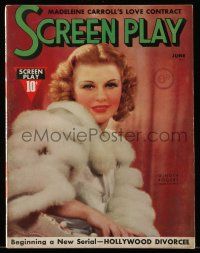 4a440 SCREEN PLAY magazine June 1937 glamorous portrait of Ginger Rogers by James N. Doolittle!