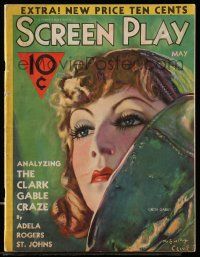 4a436 SCREEN PLAY magazine May 1932 wonderful art of beautiful Greta Garbo by Henry Clive!