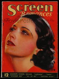 4a443 SCREEN ROMANCES magazine April 1934 great artwork of beautiful Kay Francis by Morr Kusnet!