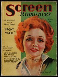 4a442 SCREEN ROMANCES magazine August 1931 art of pretty Nancy Carroll starring in Night Angel!