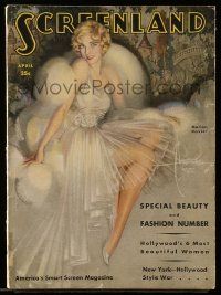 4a452 SCREENLAND magazine April 1930 incredible art of sexy Marion Davies by Rolf Armstrong!