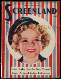 4a456 SCREENLAND magazine April 1936 great art of Shirley Temple in sailor cap by Marland Stone!