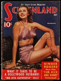 4a458 SCREENLAND magazine July 1941 full-length portrait of sexy Rita Hayworth in swimsuit!