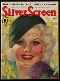 4a460 SILVER SCREEN magazine April 1933 wonderful art of sexy Jean Harlow by John Ralston Clarke!