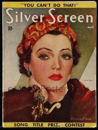 4a469 SILVER SCREEN magazine April 1937 great artwork of sexy Sylvia Sidney by Marland Stone!