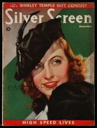 4a467 SILVER SCREEN magazine December 1936 wonderful art of Barbara Stanwyck by Marland Stone!