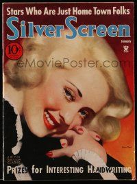 4a462 SILVER SCREEN magazine January 1935 art of sexy blonde Bette Davis by John Ralston Clarke!