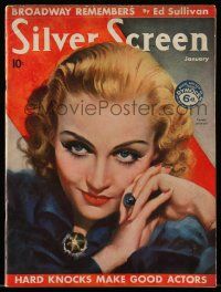 4a468 SILVER SCREEN magazine January 1937 art of beautiful Carole Lombard by Marland Stone!