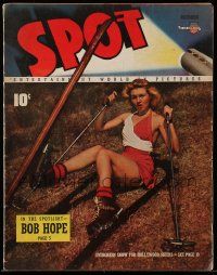 4a301 SPOT magazine December 1940 June Storey, evergreen snow for Hollywood skiers!
