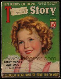 4a353 TRUE STORY magazine April 1936 cover art of cute Shirley Temple by Victor Tchetchet!