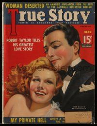 4a354 TRUE STORY magazine May 1937 great art of Jean Harlow & Robert Taylor by Victor Tchetchet!