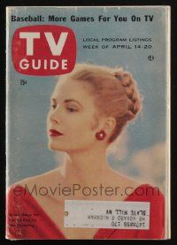 4a311 TV GUIDE magazine April 14-20, 1956 Grace Kelly's televised wedding + Alfred Hitchcock!