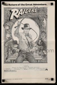 4a851 RAIDERS OF THE LOST ARK 18x23 ad slick R82 Richard Amsel art of adventurer Harrison Ford!