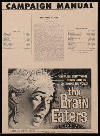 4a525 BRAIN EATERS pressbook page '58 AIP, girl's brain exploding, from Heinlein's Puppet Masters!