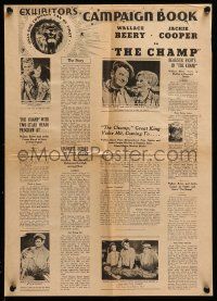 4a544 CHAMP pressbook '31 boxer Wallace Beery, Jackie Cooper, King Vidor, boxing epic!