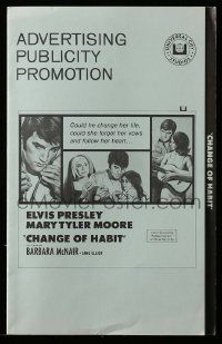 4a546 CHANGE OF HABIT pressbook '69 could Dr. Elvis Presley change Mary Tyler Moore's life!