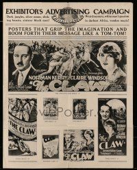 4a553 CLAW pressbook '27 posters grip the imagination & boom forth their message like a tom-tom!